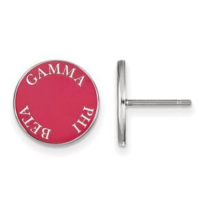 Sterling Silver Gamma Phi Beta Enamel Disc Post Earrings